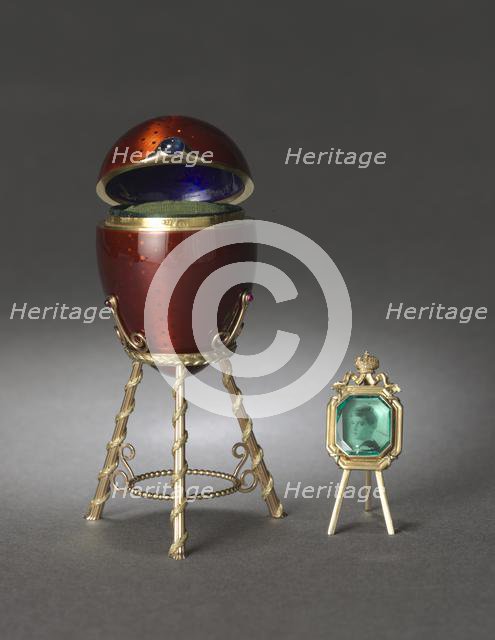 Easter Egg on Stand with Photograph of Tsarevich Alexei Nikolaievich, before 1896. Creator: Alexander Edward Tillander (Russian).