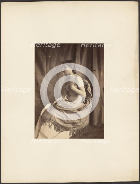 Draped nude female model, about 1850-1855. Creator: Eugène Durieu.