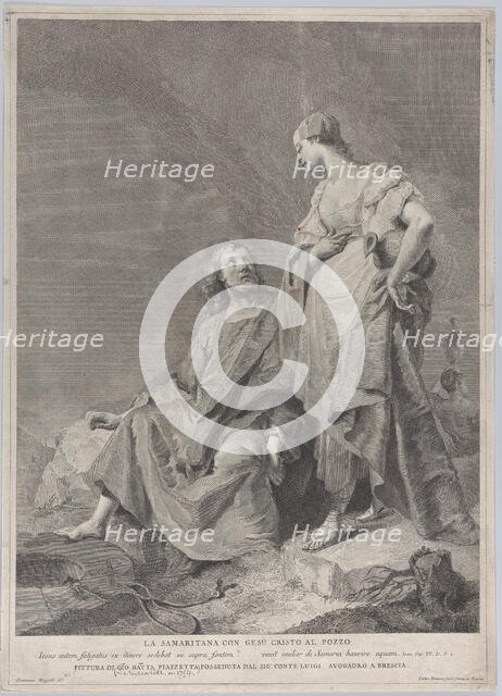 Christ and the woman of Samaria at the well, from the series of 112 prints of the sacre..., 1743-63. Creators: Pietro Monaco, Domenico Magioto.