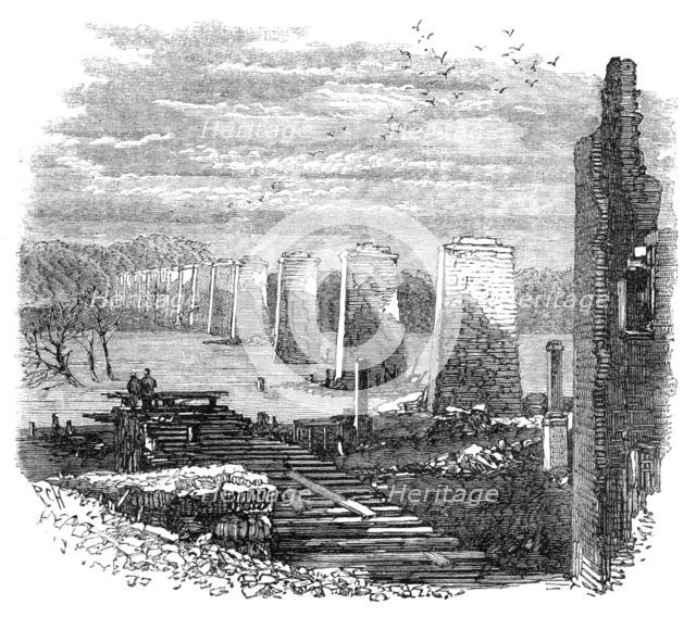 Richmond, Virginia: ruins of the railway bridge, 1865. Creator: Unknown.