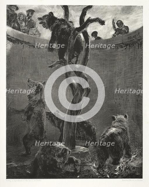 Essay on Stone with Brush and Scraper: The Bear Pit, 1851. Creator: Adolph von Menzel (German, 1815-1905).