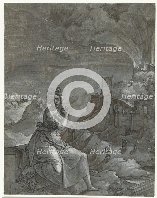 Cassandra predicts the downfall of Troy, 1550-1555. Artist: Groningen, Jan Swart van (1500-after 1562)