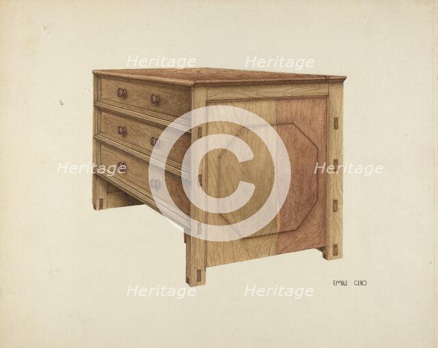 Wooden Chest, c. 1938. Creator: Emile Cero.