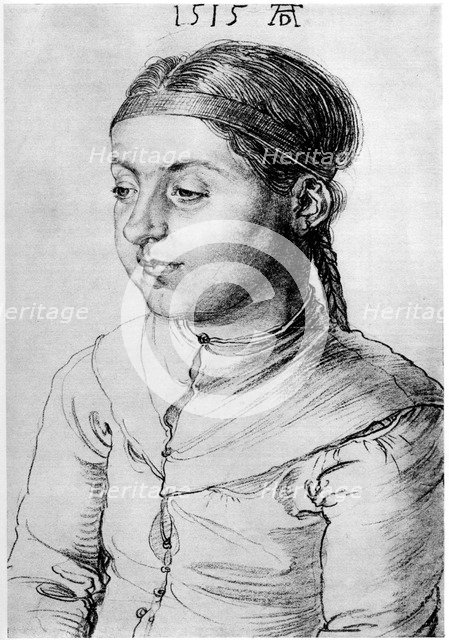'Head of a Girl', 1515, (1936). Artist: Albrecht Dürer