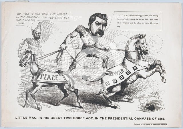 Little Mac, in His Great Two Horse Act, in the Presendential Canvass of 1864, 1864., Creator: John L Magee.