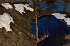 A stream in winter, 1900. Creator: Ferdynand Ruszczyc.