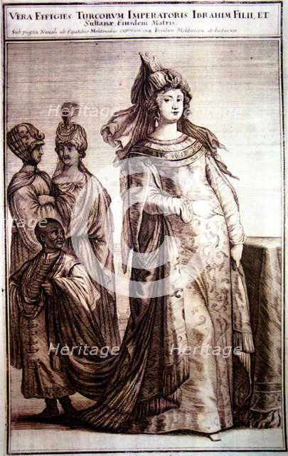 Mehpeyker Sultan with her court servants, 1647. Artist: Anonymous  