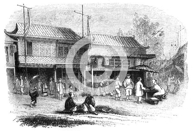 'Street and shops in Pekin', 1847.Artist: Walmsley