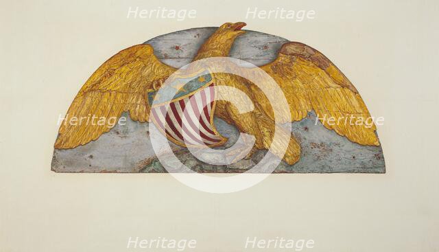 Eagle from Paddle Wheel Cover of "Island Home", c. 1937. Creator: Alfred H. Smith.