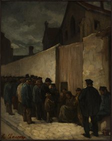 The Poor at the corner of rue de la Sante, in 1869. Creator: Auguste-Andre Lancon.