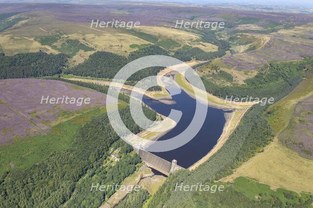 Howden Dam and Reservoir with low water levels during a period of dry weather, Derbyshire, 2022. Creator: Emma Trevarthen.