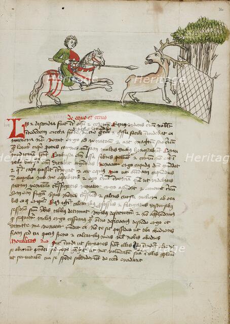 A Horseman Following a Stag Which has Been Captured in a Net; Fables, third quarter of 15th century. Creator: Unknown.
