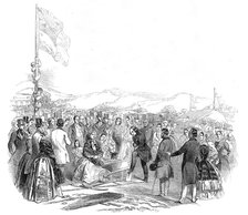 The Earl of Bandon cutting the first turf for the Cork and Bandon Railway, 1845. Creator: Unknown.