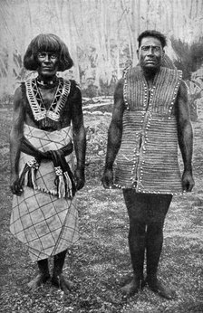 'The ceremonial costume of war and everyday waist-cloth, Gilbert Islands', 1922. Artist: Thomas McMahon