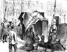 Funeral of Lord Napier of Magdala: the coffin in the Chapel at the Tower, 1890. Creator: Unknown.