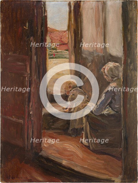 The first step (Mother and Child, small sketch), 1890. Creator: Max Liebermann.