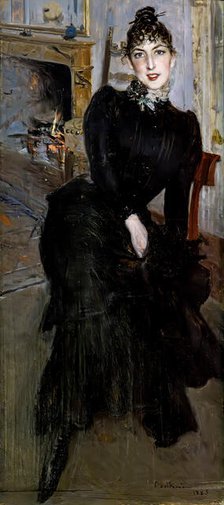 Alaide Banti at the fireplace, 1885. Creator: Boldini, Giovanni (1842-1931).
