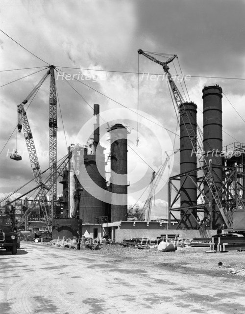 Absorption towers being installed, Coleshill Coal preparation plant, Warwickshire, 1962.6th July Artist: Michael Walters