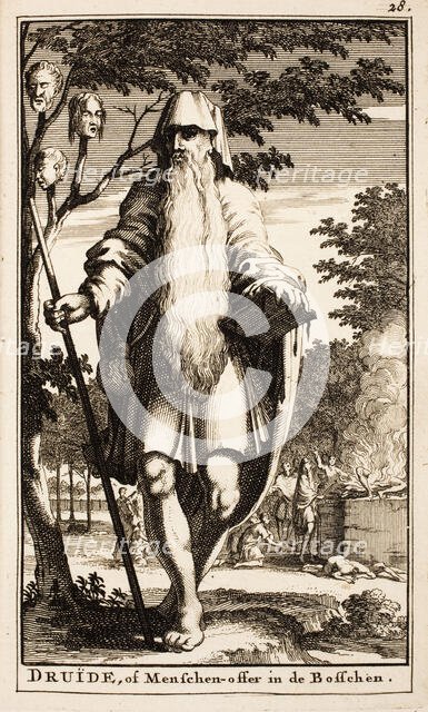 Druids Human Sacrifice. From Antiquitates Germanicæ by Cornelius Tacitus, 1712-1714. Creator: Anonymous.