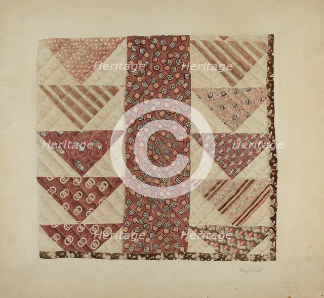 Patchwork Quilt (Section), c. 1938. Creator: Henry Granet.