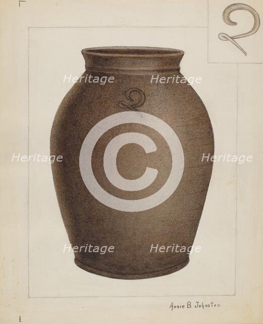 Stoneware Jar, c. 1937. Creator: Annie B Johnston.