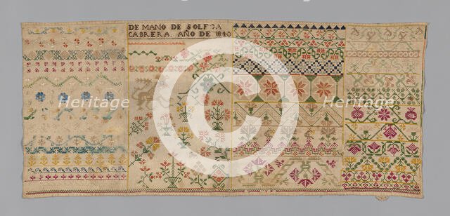 Sampler, México, 1840. Creator: Unknown.