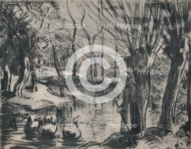 'The Goose Girl', c.1870s, (1946). Artist: Camille Pissarro.