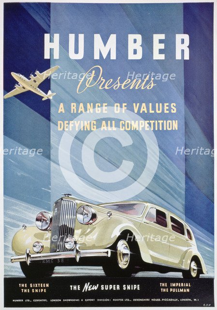 Advert for Humber motor cars, 1938. Artist: Unknown