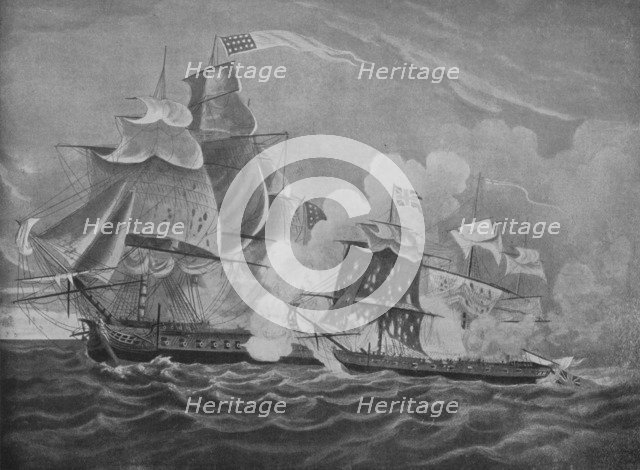 'The President and the Little Belt', c1812. Artist: Joseph Cartwright.