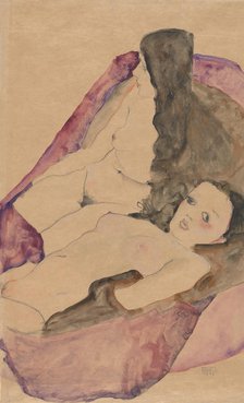 Two Reclining Nudes, 1911. Creator: Egon Schiele.