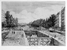 The St Martin canal, Paris, 19th century. Artist: A Martial