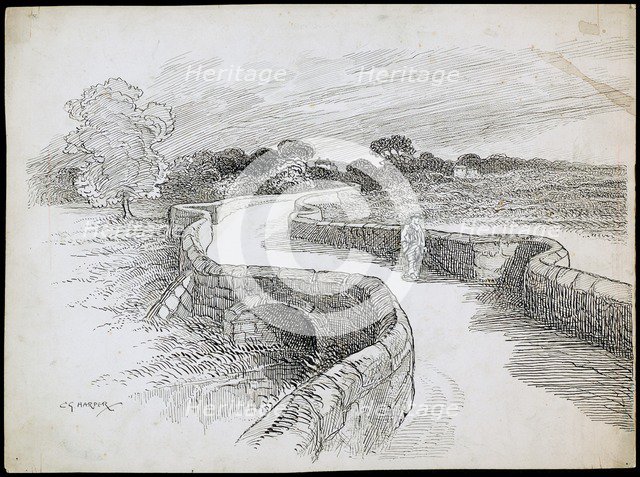 Swarkestone Bridge, Derbyshire, 1892-1933. Artist: Charles George Harper.