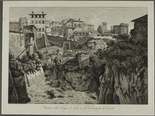 Scene of the Temple of Vesta at Tivoli Facing the Cascades, 1795. Creator: Albert Christoph Dies.