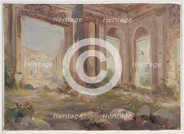 The castle of Saint-Cloud in ruins; The guards room, c1875. Creator: Jean Baptiste Edmond Allouard.