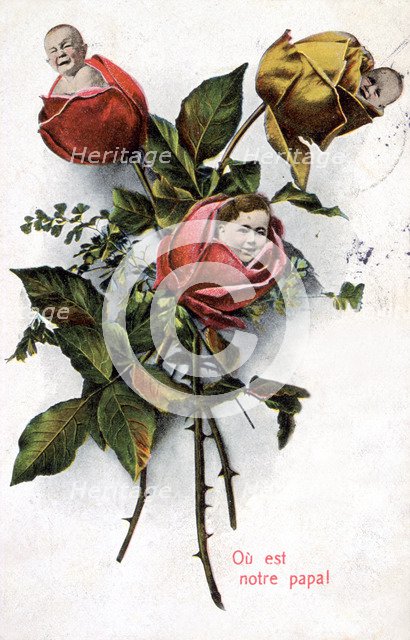 'Where is our dad', French Postcard, c1900. Artist: Unknown