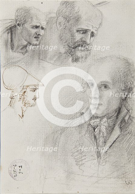 Self-portrait with heads sketches, ca 1792-1798.