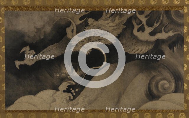 Dragon, waves and clouds, Momoyama period, 1568-1615. Creator: Unknown.