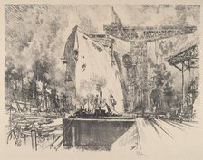 Building the Bismarck, Hamburg, 1914. Creator: Joseph Pennell.