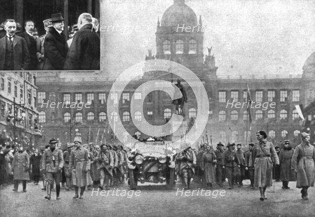 'La Nouvelle Europe; la republique Tchecoslovaque; L'entrée a Prague du president Mazaryk..., 1918. Creator: Pragaphot.