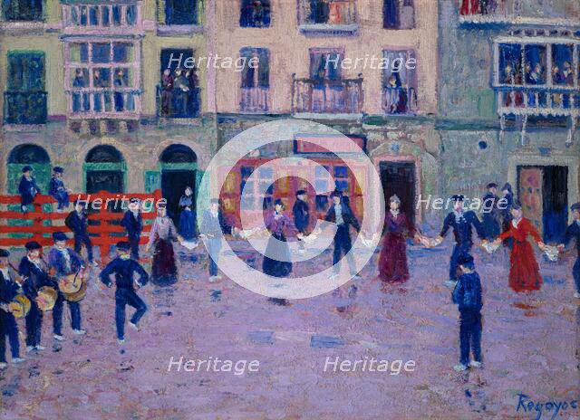 Aurresku Dance in the Rain in Mondragón, 1905. Creator: Regoyos y Valdés, Darío de (1857-1913).