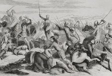 Don Ramiro de León defeats the Cordovan near Simancas, Battle of Simancas, 1st August, 939 (1853). Creator: Unknown.