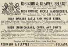Robinson & Cleaver Linens, 1893. Artist: Unknown