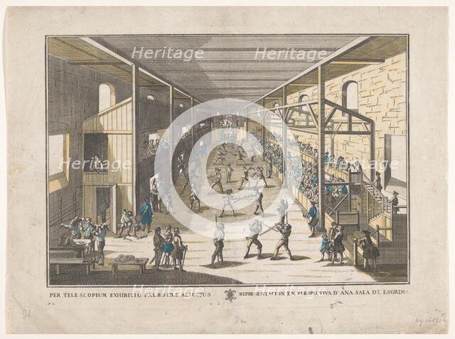 View of a fencing school, 1700-1799. Creator: Remondini family.