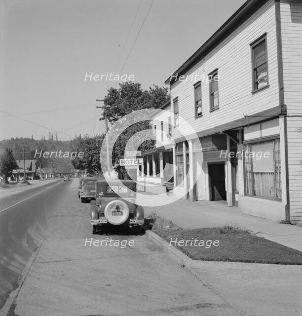 Leaving town on U.S. 99, Tenino, Thurston County, Western Washington, 1939. Creator: Dorothea Lange.