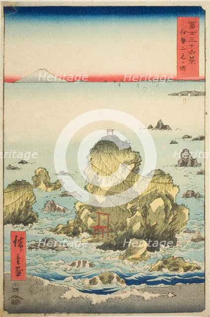 Futami Bay in Ise Province (Ise Futamigaura), from the series "Thirty-six Views of Mount..., 1858. Creator: Ando Hiroshige.