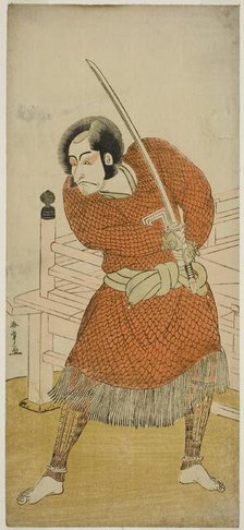 The Actor Ichikawa Danjuro V as Abe no Sadato in the Play Oshu Adachi ga Hara, Performed..., c.1777. Creator: Shunsho.