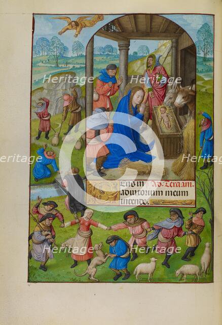 The Adoration of the Shepherds; Spinola Hours, about 1510-1520. Creator: Master of the Prayer Books of around 1500.