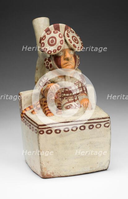 Vessel in the Form of a Seated Ruler with a Pampas Cat, A.D. 250/550. Creator: Unknown.