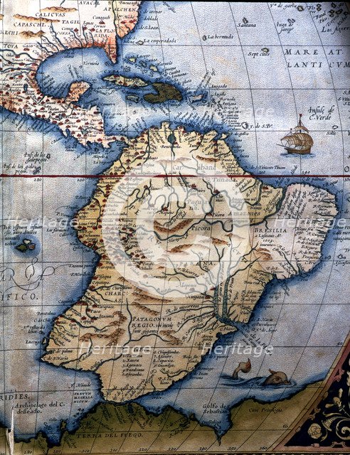  'Theatrum Orbis Terrarum' by Abraham Ortelius, Antwerp, 1574, map of South America, Central and …