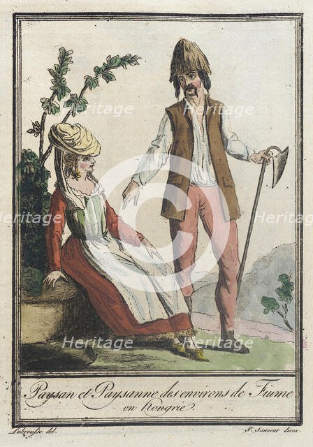 Costumes de Différents Pays, 'Paysan et Paysanne des Environs de Fiume en Hongrie', c1797. Creators: Jacques Grasset de Saint-Sauveur, LF Labrousse.